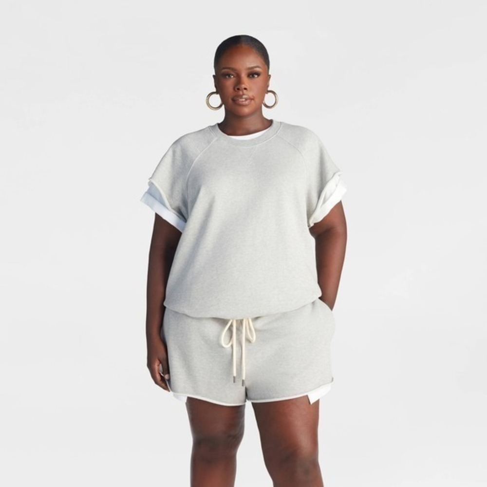 KBB by KAHLANA Target XXL X-Large Short Sleeve The Layered Crew Sweatshirt Gray